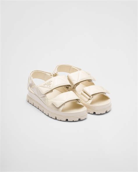 prada quilted leather slingback sporty sandals|Prada patent leather sandals white.